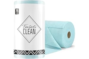 Fantasticlean Rollo de Paño de Microfibra - 75 Unidades, Paños de Limpieza Rasgables, Trapos Reutilizables y Sin Pelusas, para el Coche, la Cocina y el Hogar 30 x 30 cm - Azul