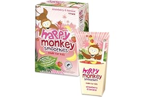 Happy Monkey Strawberry & Banana Smoothies, 180ml, Pack of 40, by Kandy Collection