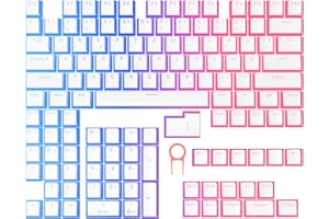 NYFTER - PBT Double-Shot Pudding Keycaps Tastenset für mechanische Tastaturen - deutsches ISO-Layout, kompatibel mit 60%/75% Tastaturen (White, Full Layout)