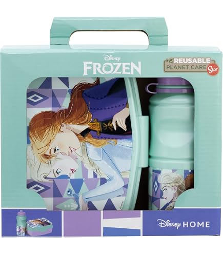 Set Rentrée Scolaire Stor Frozen Trust The Journey - Bouteille Aluminium 400ml + Boîte à Lunch Avec Couverts