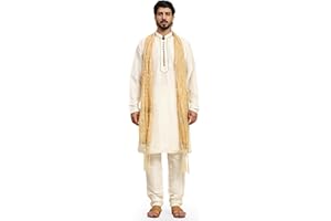 SKAVIJ Herren Kurta Pyjama und Stola Indische Ethnisch Outfit Set