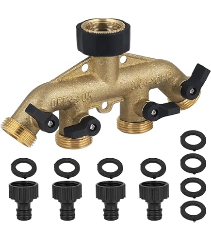 Distributeur D'Eau à 3 Voies En Laiton - Pour Robinet 3/4" - Avec Adaptateurs 1/2" - Arrosage Jardin - 2