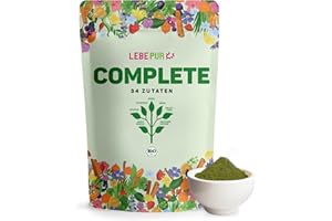 ‎LEBEPUR Lebepur Complete Mix Bio 400g – 34 Pflanzenpulver – Mit Algen, Vitalpilzen & Milchsäurekulturen – Perfekt für Smoothies & Shakes – Hochwertige, natürliche Zutaten wie Spirulina & Gerstengras