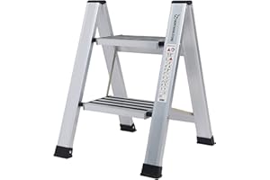 EPROSMIN 2-Step ladders Lightweight Folding Aluminum Alloy Step Stool with Anti-Slip Wide Tread for Household, Office, Painting, Decorating, Electricians, Silver