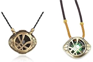 HUAWELL 2 Piece Dr Cosplay Costume Strange Necklace Eye of Agamotto Costume Prop Stone Pendant Glow in The Dark, Zinc