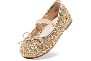 DREAM PAIRS Kids Girls Ballerinas Sparkling and Comfortable Flat Shoes for Girls to Slip On Ballerina Princess Belle_01-1
