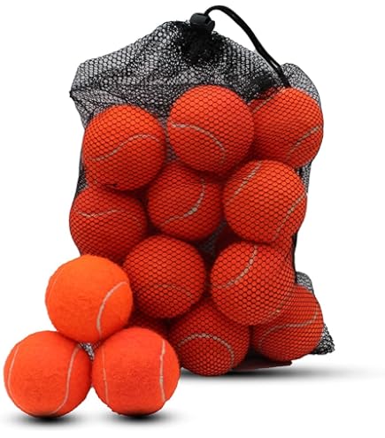 HiBallBall Lot De 15 Balles De Tennis D'entraînement Pour Débutants Et Chiens – Sac De Transport Réutilisable En Maille Inclus – Idéal Pour L' Entraînement De Tennis, Les Jeux D'animaux De Compagnie