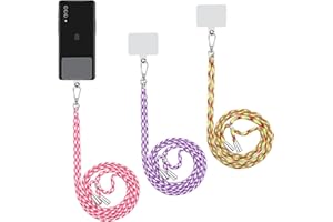 cobee Lot de 3 cordons de téléphone portable avec coussinets de téléphone, sangles de téléphone en nylon de couleurs mélangées avec 3 patchs transparents réglables compatibles