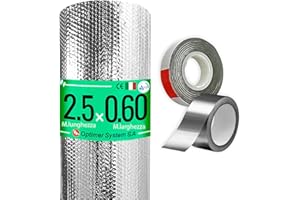 Optimer System - Isolamento Termico Riduce il Freddo e il Calore - Pannelli Riflettenti per Termosifoni Riduce la Perdita di Calore (2.5x0.60m + 2 Nastro)