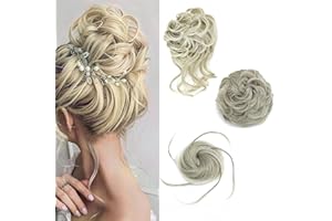 Fulang Hair 3/Pack Haarteil Mit Gummiband, Groß Dutt Haarteil, Gewellt Natürlich Kunsthaar Haargummi Damen Mit Haaren Hochsteckfrisuren Haarverlängerung, Messy Bun Haarteile (18T613#)