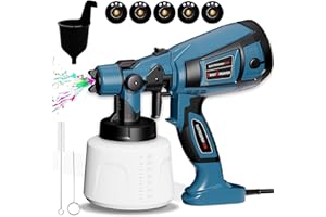 VIZGIFIN Paint Sprayer, 800W Paint Spray Gun with 1400ML Container, Fence Paint Sprayer with 5 Nozzles and 3 Patterns, HVLP Electric Spray Gun for Garden Fence, Cabinet, Walls, Furniture, Ceiling, Crafts
