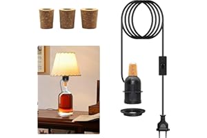 WRPACTTG Kit Lampe Bouteille, Support de Lampe de Bouteille, Adaptateur de Lampe E27, Douille E27 avec Interrupteur et Cable 240 cm, DIY Lampe Bouteille, 3 Tailles de Bouchons, pas D'ampoule, Abat-jour