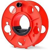 Amazon Basics Cable Organizer Reel for Electrical Cords, Christmas Lights, Hoses and Ropes, Up to 45 m Length, Orange