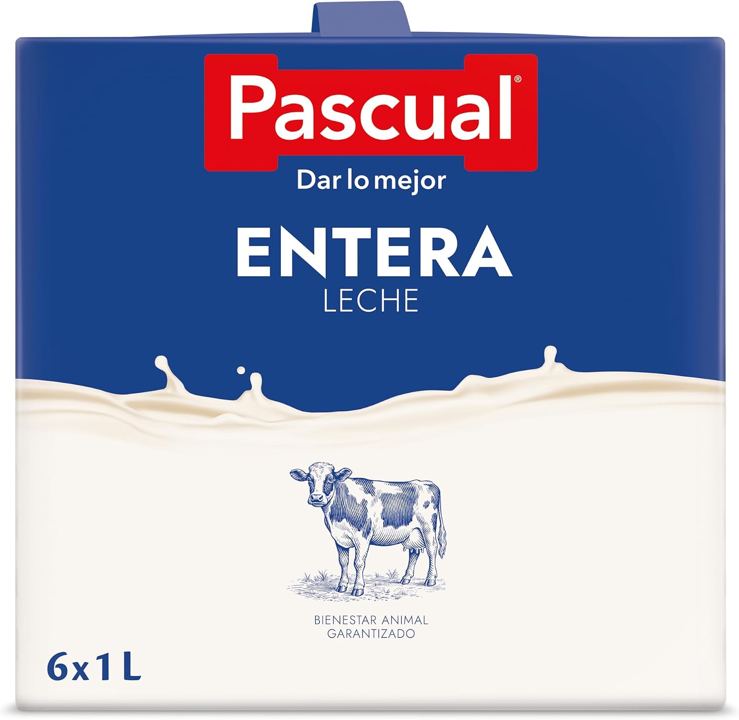 Leche Pascual - Leche Entera - Bienestar Animal - Pack 6 x 1L - Ideal para niños y adultos, Producto Natural y Saludable