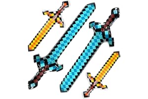 VESMIGA Stocking Fillers Kids, Inflatable Swords Toys Blow up Sword Pixel Diamond Pirate Party Favors, Christmas Secret Santa Gift Halloween Carnival Cosplay Birthday (2 Long Sword+ 2 Short Sword)