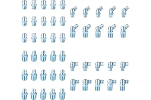 UKCOCO 50 in 1 Hydraulic Grease Fitting Kit Replacement Grease Fitting Assortment Set Silver