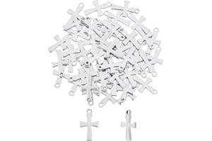 UNICRAFTALE 100pcs 304 Stainless Steel Tiny Cross Pendants Cross Earring Charms 1mm Small Hole Bracelets Pendant Metal Cross Charm for Women Necklaces Jewelry Making DIY 12x7x1mm
