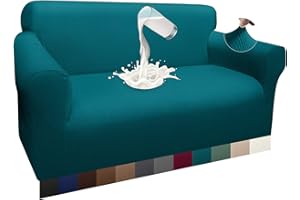 ‎GRANBEST Granbest Dicke Wasserdicht Sofabezug 1 Stück Luxuriös Thick Couchbezug für Hunde Schick Jacquard Elastische Couchbezug Möbelbezüge mit Anti-Rutsch-Schaumstoffe (2 Sitzer, Blaugrün)