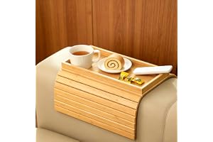 BUERPINKING Sofatbricka armstöd natural, soffbricka bambu för soffa, armstödsställ för soffa med mugghållare, halkfri armstöd