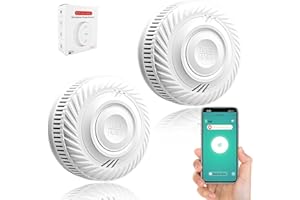 QXMH Rilevatore di fumi Smart, allarme antincendio, allarme fumi con sensore fotoelettrico avanzato, monitoraggio remoto dell’allarme antincendio tramite app con batteria della durata di 10 anni,85 dB.2PCS