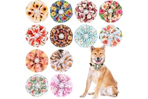 JpGdn 12pcs Dog Collar Bows Flowers with Fake Pearls Collar Charms Bow for Small and Medium Puppy Doggies Cats Pet Wedding Birthday Party Festival Slides Detachable Attachment Grooming Accessories