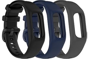 Gheper 3PCS Bracelet en Silicone souple Compatible avec Garmin Vivosmart 5 sangles de rechange de bracelet pour femme et homme, petite/grande taille
