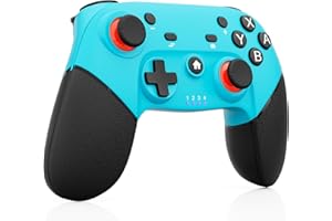 RivalPlay Controller per Switch, Gamepad Remoto Wireless Bluetooth Wake-On-Wake con ASSE Giroscopico a Doppia Vibrazione Turbo, Ferroso, Blu