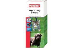 Beaphar - Worming Syrup - For Puppies & Kittens - Treats Roundworms - Ideal for Treating Litters - UK Authorised Veterinary Medicine - Pet-Friendly Chocolate-Flavoured Syrup - 45 ml