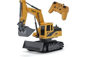 Auniq Ferngesteuert Bagger, 11 Kanal RC Bagger, Bagger Traktor Spielzeug voll funktionsfähig Ferngesteuerter Bagger mit Lichtern und Ton 1:20 RC Traktor LKW Spielzeug für Jungen Mädchen 3-8 Jahren