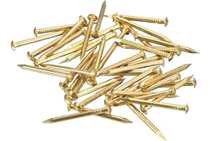 QUARKZMAN 70 stycken små små naglar 2 x 25 mm (DxL) små mässing naglar hårdvara runt huvud mässing nagel för trä gör-det-själv projekt dekorativa lådor hushåll, mässing lera