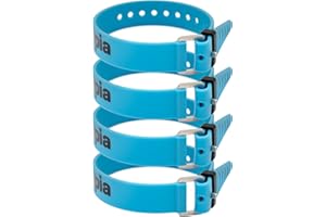 Appia Lot de 4 sangles d'arrimage de 35 cm avec sangle pour vélo, ski, vélo, camping, bricolage en TPU avec boucle en aluminium inoxydable Bleu