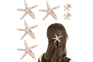 TIANNAIT Lot de 4 barrettes à cheveux en forme d'étoile de mer, 2 barrettes à cheveux en forme d'étoile de mer, accessoires de mariage pour filles et filles