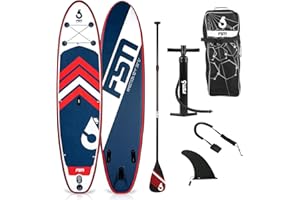 FSN Stand up Paddle Gonflable avec pagaie, Leash, Pompe, Anneaux de Kayak et Sac de Transport