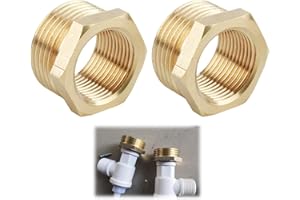 CJMUQHEHH 2 Pcs Riduttori in Ottone da 1" a 3/4", Raccordo in Ottone 3/4 Femmina 1 Maschio (AG Ø 32.5mm x IG Ø 25mm), Raccordo 3/4 Raccordo 1 Pollice, Riduttore Per Tubo Collegamento Conversione Acqua Potabile