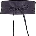 KRISP Women Faux Leather PU Obi Belt Cinch Wide Waist
