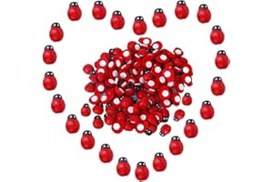 BOGORO Mini Marienkäfer,100 Stücke Holz Marienkäfer,Marienkäfer Aufkleber, Mini Holz Marienkäfer Selbstklebender Marienkäfer Aufkleber für Hochzeits Dekorationen DIY Handwerk Scrapbooking Bastelarbeiten