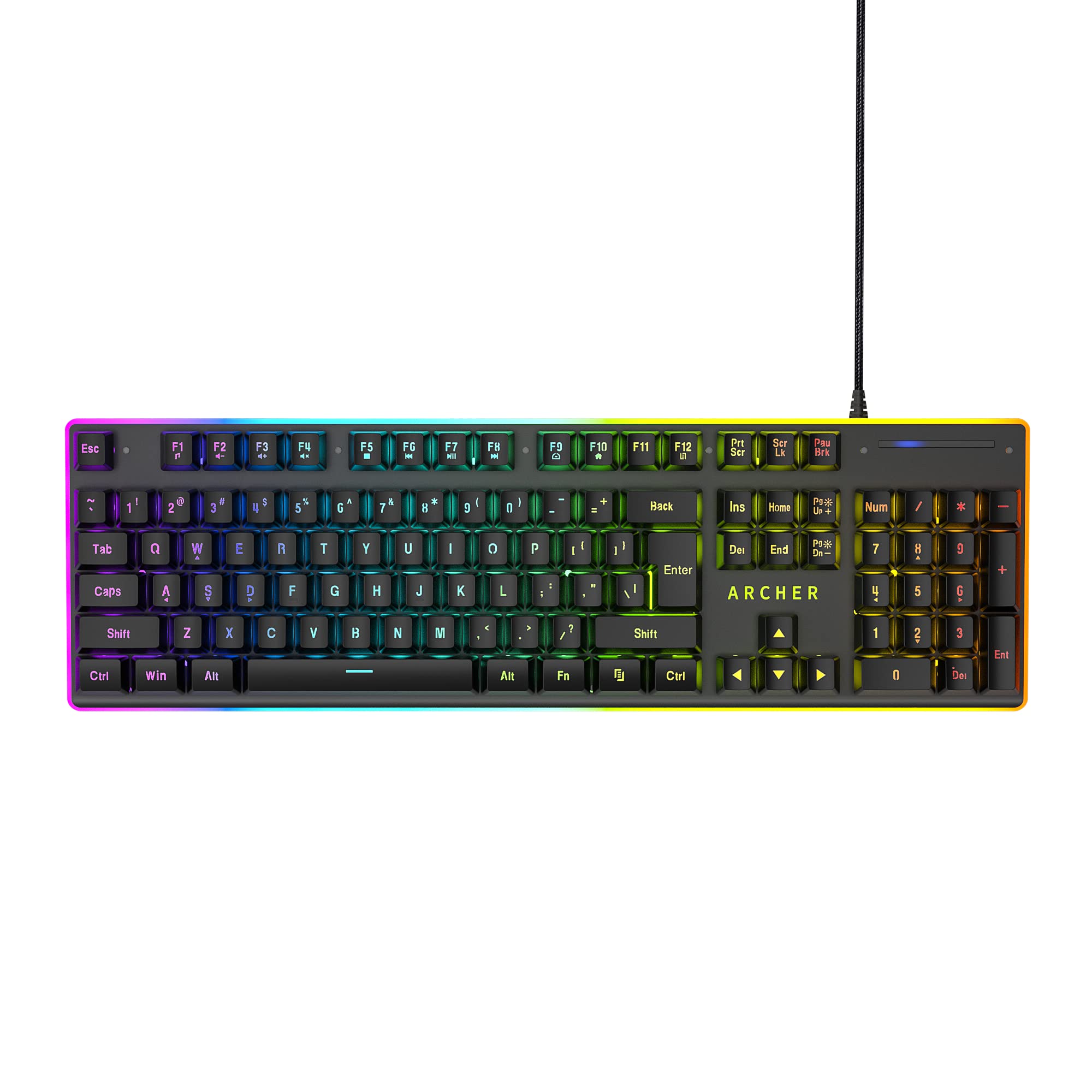 Archer Tech Lab Astra G100 Semi Mechanical Gaming Keyboard, 104 Keys, Elevated Anti Scratch Keycaps, 4 RGB Modes, 25 Ghosting
