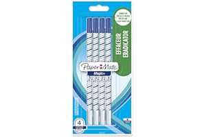 Paper Mate Magic + wymazywalny długopis + gumka | Cienka końcówka | Niebieski | 4 szt