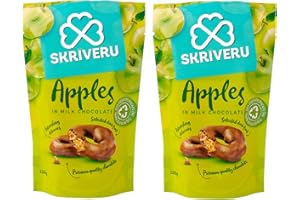 SKRIVERU Skrīveru Apples in Milk Chocolate (2 * 100g) – Belgian Cocoa Coated Dried Apples, Sweet & Tangy Treat, No Artificial Colors or Preservatives, Made with Premium Ingredients, 100% Recyclable Packaging