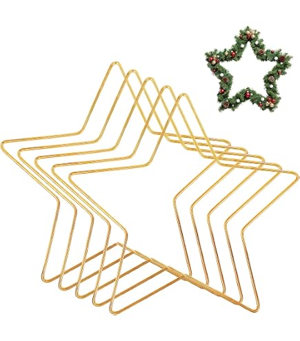 Lot De 5 Anneaux Métalliques En Forme D'étoile - Diamètre 20 Cm - Argenté - Pour Attrape-rêves, Couronnes, Déco DIY