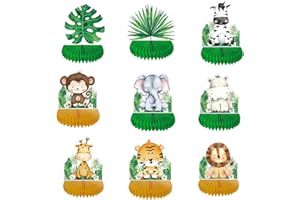 BLMHTWO 9 Stück Tischdeko Safari, Tischdeko Dschungel Grüne Waben Dschungel Geburtstag Dekoration für Geburtstage, Themenpartys, Dschungelpartys