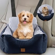Seggiolino Auto Per Cani Piccoli PawHut Con Guinzaglio Di Sicurezza, Sfoderabile E Lavabile, Colore Blu Navy