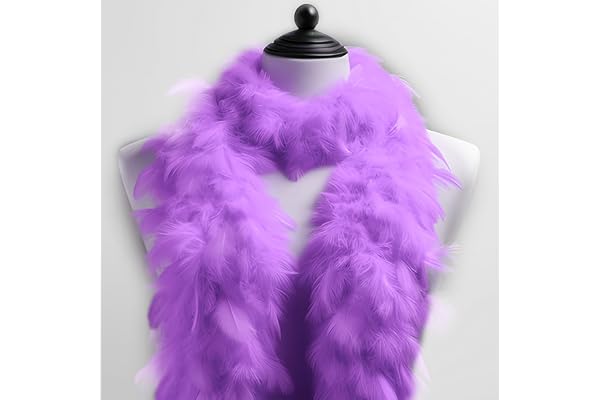 Boa en plumes uni, densité au choix, longueur env. 1,80 m, châle à plumes, costume de carnaval des années 20, Charleston Burlesque douillet, taille unique (lilas)