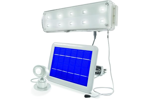 Système d'éclairage solaire esotec avec PIR Applique murale intérieure, système d'éclairage, batterie, détecteur de mouvement, module solaire, lampe murale LED, projecteur, blanc, IP20, 102091