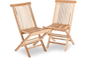 ‎RABURG Raburg Gartenstuhl 2er-Set, klappbar, Teakholz-Klappstuhl massiv in Natur, wetterfest, platzsparend & pflegeleicht für Garten, Terrasse & Balkon, Anja