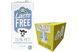 Arla LactoFREE Laktosefreie Haltbare Milch 3,5% Fett | 10 x 1L |echter Milchgeschmack, weniger süß | reich an Calcium und Vitamin B12