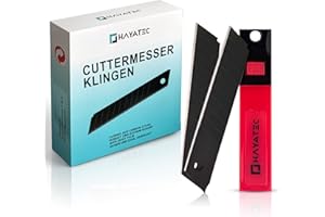 HAYATEC 100x Cuttermesser Klingen 18mm Schwarz Teppichmesser Klingen Cuttermesser Ersatzklingen Cuttermesser Abbrechklingen 18mm Cuttermesser Klingen 18mm