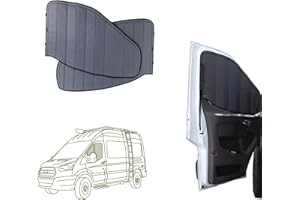 VanEssential Insulated Stealth Blackout Front Door Window Covers Designed for Ford Transit Van High and Medium Roof Year 2015 to Current (Pair) - Charcoal Gray