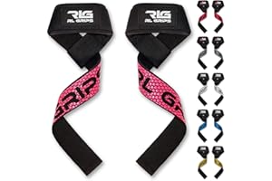 RLG RL GRIPS RLGrips - Straps de Gimnasio para Levantamiento de Pesas – Correas de Agarre con Grip de Silicona y Acolchado – Straps para Powerlifting, Peso Muerto, Remo y Jalones