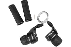 MEGHNA 1Pair 21 Speed Bicycle Shifter Twist Shifter Lever 3x7 Speed Grip Shift Mountain Bike Folding Bike Gear Grip Shift with Grips